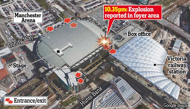 This graphic shows where the explosion took place, in the foyer area
