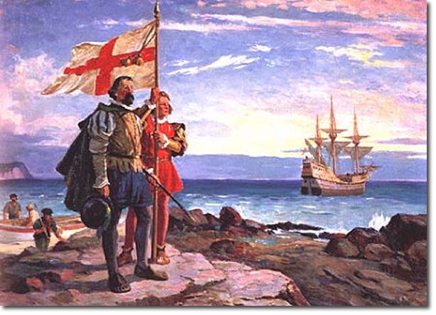 1497 John Cabot, sailing for England [from Bristol], arrives in Canada at Labrador, Newfoundland and Nova Scotia. 